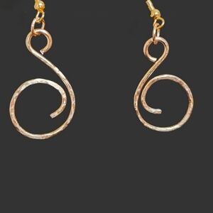 Gold Spiral Dangle Earrings Minimalist Design